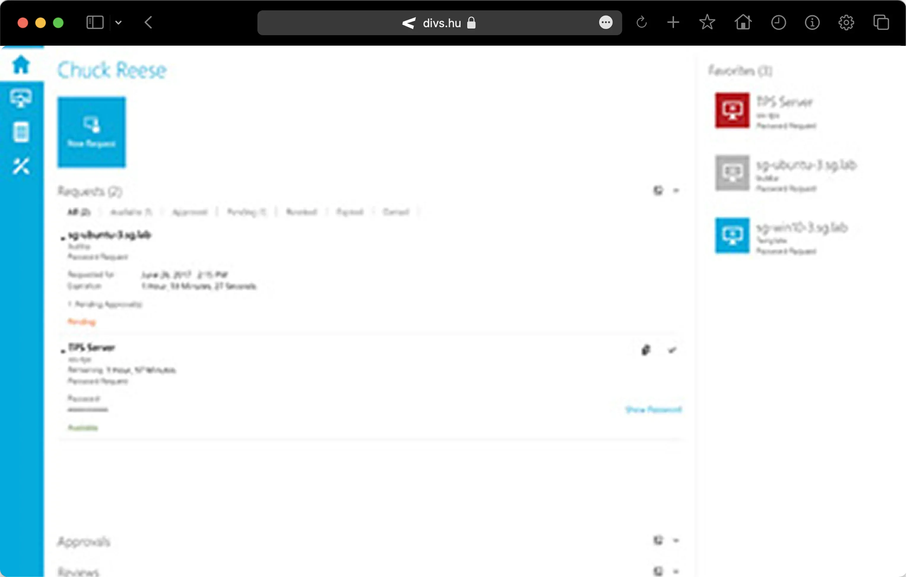 The One Identity Safeguard PASM password request screen