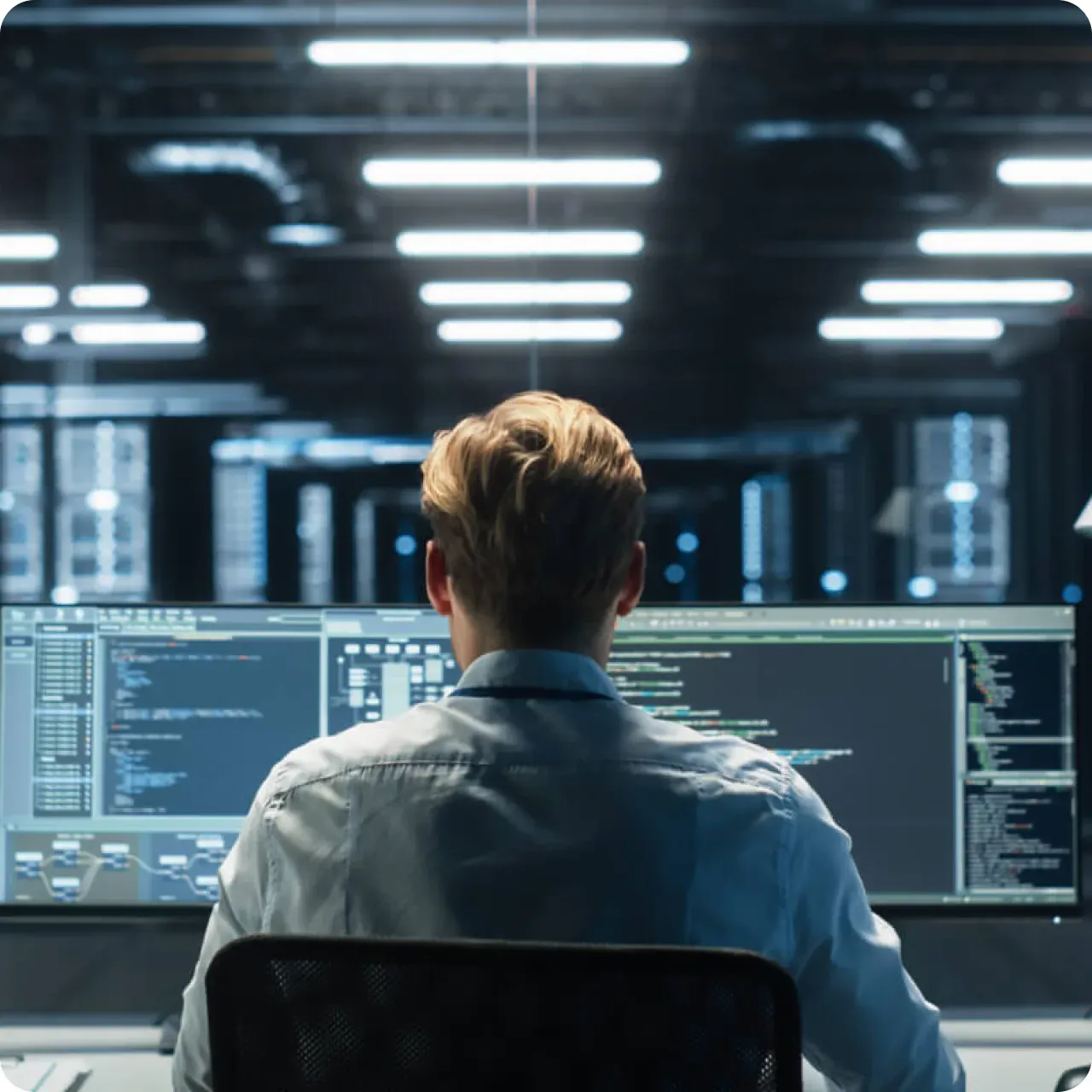 Engineer monitoring a security operations centre